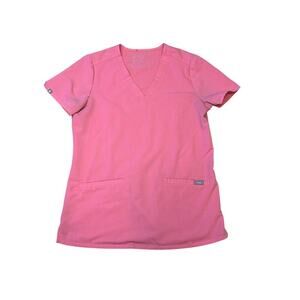 Figs Casma Three-Pocket Scrub Top (NEON PINK)